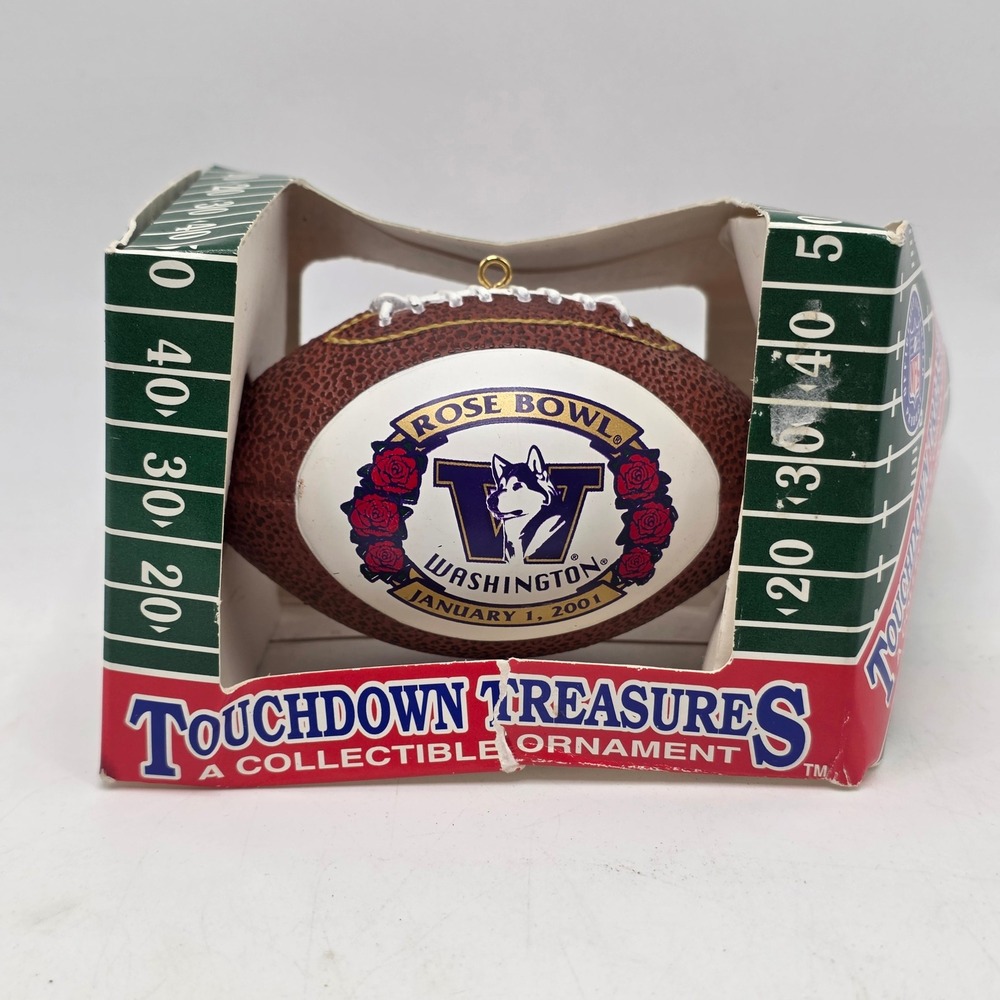 Touchdown Treasures Washington Huskies 2001 Rose Bowl Football Ornament Vintage